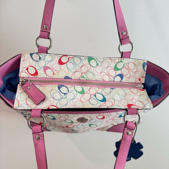 NWOT Coach Heritage Chelsea Multicolor Signature C Tote Bag Pink Trimmed - Picture 6 of 8